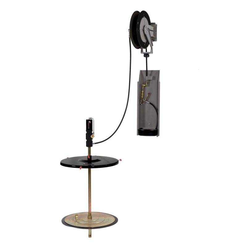 Wall Mounted Grease Kit with 60:1 pump For 400 lbs Drum, with 50' Hose Reel