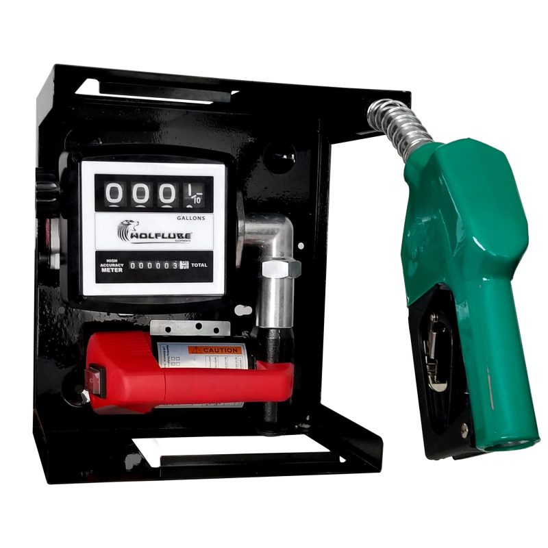Fuel kit - Wall Mounted - 12V - 18 gpm - For Diesel - with Manual Nozzle, Meter and Hose