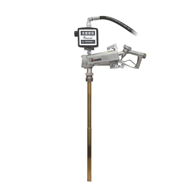 Fuel kit - 12V - 15 gpm - For Diesel and Gasoline - with Manual Nozzle, Meter, Hose and Down Tube