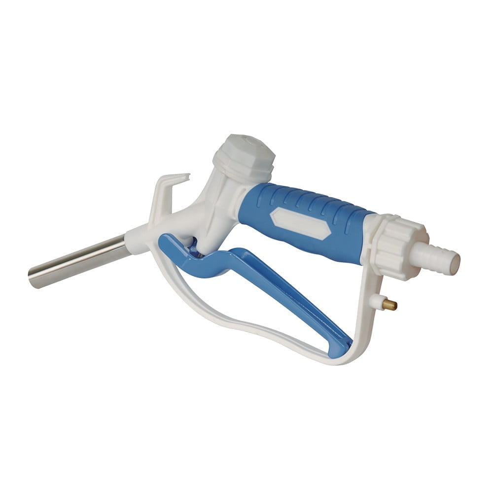 Manual DEF Nozzle - 1/2'' - Inlet 3/4'' BARB - Plastic with SS Spout - White and Blue